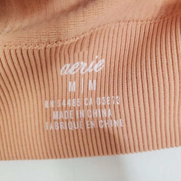Aerie Ribbed Bra Peach Padded Cups Halter Neck Y2K Adjustable Womens M - Picture 3 of 7